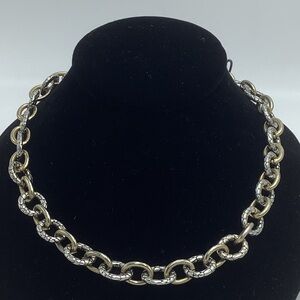 Gold and Silver Tone Chain Link Choker Necklace